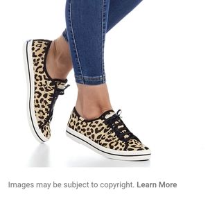 Keds Kids X Kate Spade New York Kickstart Leopard-print leather Sneakers shoes 9